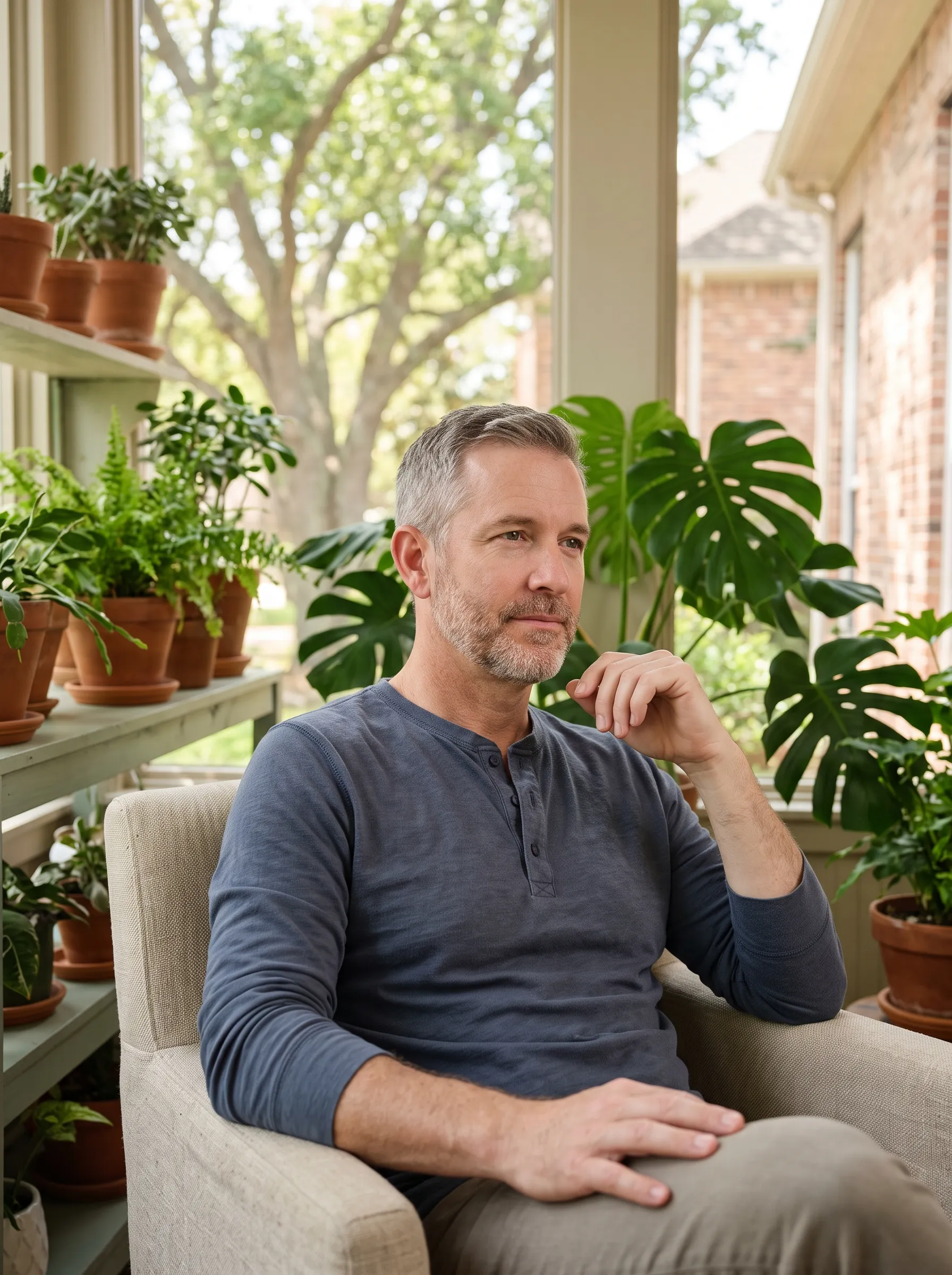 A client and therapist in a warm, unhurried one-on-one session in a softly lit Montrose office.
