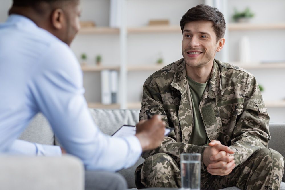a veteran man in therapy for ptsd